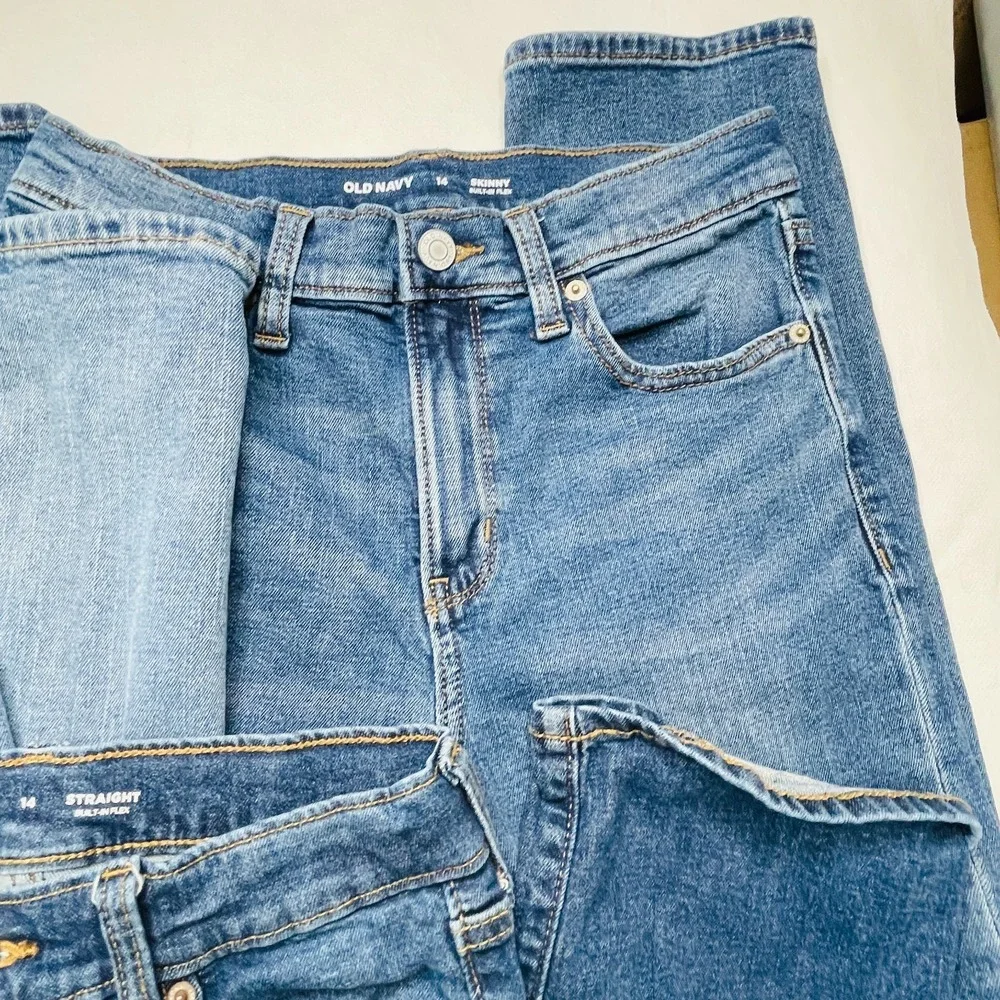 Old Navy Kids Jeans Lot 3 Pairs Size 14 Boys Skinny Bootcut Straight Blue Denim